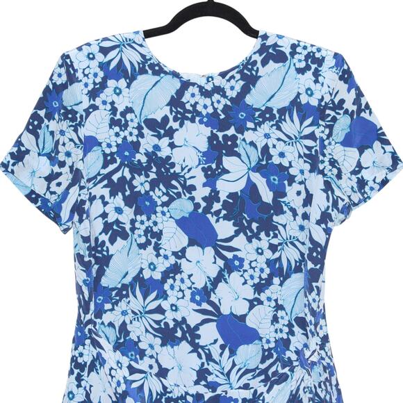 Vintage 100% Silk Appleseed’s Midi Wrap Dress Size 16 Floral Blue - Picture 3 of 9